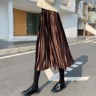 Velvet Plated Midi A-line Skirt