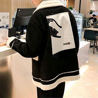Fleece-lining Applique Toggle Jacket