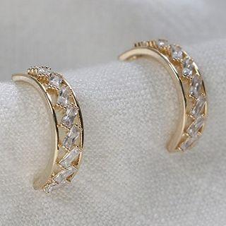 Cz Dangle Earring 1 Pair - Stud Earrings - Gold & White - One Size