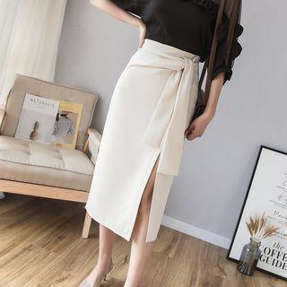 Plain Slit Midi Pencil Skirt