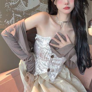 Strapless Panel Mini A-line Dress /shrug