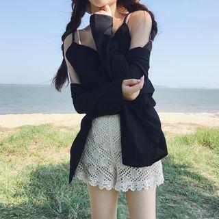 Set: Plain Camisole Top + Open-front Light Jacket
