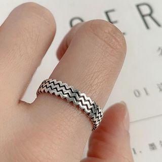 925 Sterling Silver Wavy Layered Open Ring Ring - One Size