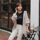 Dolman-sleeve Zip-up Knit Hoodie