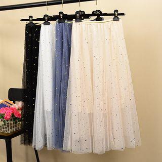 Mesh Mid A-line Skirt