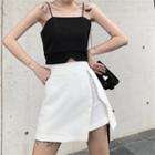 Slit Asymmetric Hem A-line Skirt / Camisole Top