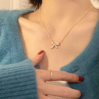 Bow Pendant Necklace 1 Pc - Bow Pendant Necklace - Gold - One Size