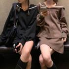 Set: Long-sleeve Sailor Collar Top / Mini A-line Tank Dress