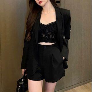 Plain Blazer / Short / Wide Leg Pants
