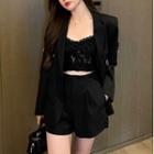 Plain Blazer / Short / Wide Leg Pants