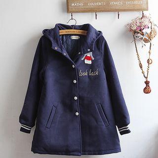 Appliqu  Hooded Single-breasted Coat