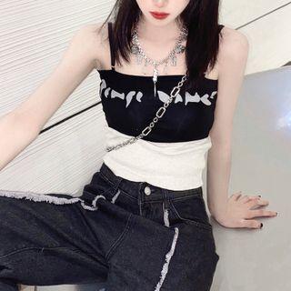 Two Tone Print Cropped Camisole Top
