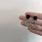 Heart Alloy Dangle Earring 1 Pair - Black & Silver - One Size