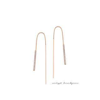 Rhinestone-bar Threader Earrings