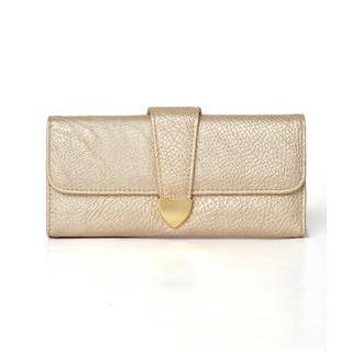 Faux Leather Long Wallet Champagne - One Size
