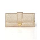 Faux Leather Long Wallet Champagne - One Size