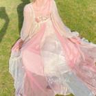 Floral Embroidered Layered Hanfu Dress / Sheer Light Jacket