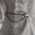 Layered Faux Pearl Chain Belt Gold - 92cm