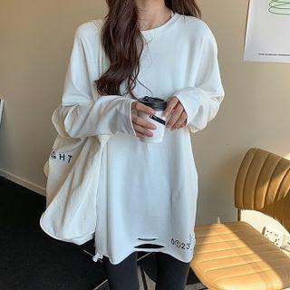 Long-sleeve Numbering Ribbed T-shirt