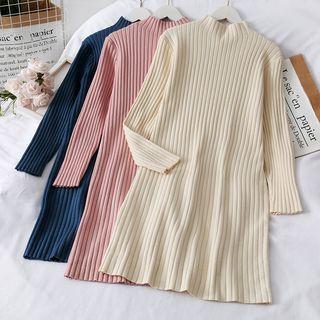 Mock-neck Knit Mini Dress
