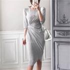 3/4-sleeve Knotted Dress