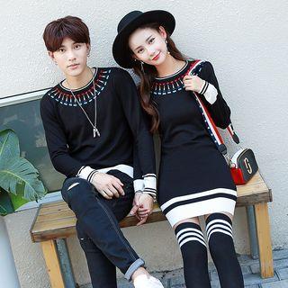 Couple Matching Patterned Sweater / Long-sleeve Knit Dress