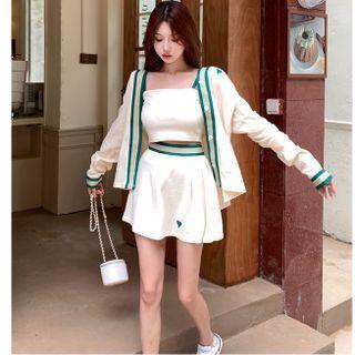 Knit Tube Top / Mini Skirt / Cardigan / Set