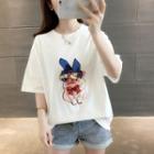 Elbow-sleeve Pig T-shirt