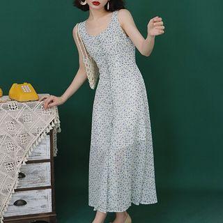 Sleeveless Round-neck Floral Dress