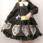Long-sleeve Bow Accent A-line Dress / Headpiece / Set