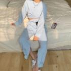 Cropped Twist-front Sweatshirt / Sweatpants
