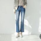 Washed Elastic Boot-cut Jeans