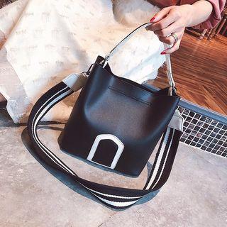 Faux Leather Color Panel Bucket Bag
