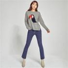 Waist-band Brushed-fleece Lined Semi Boot-cut Jeans