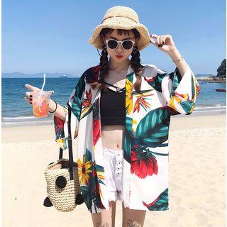 Floral Open-front Jacket