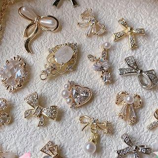 Faux Pearl / Rhinestone Bow Nail Art Decoration (various Designs)