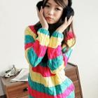 Color-block Cable-knit Sweater