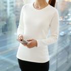 Round-neck Fleece Lined T-shirt