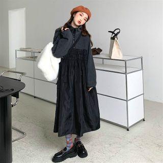 Fleece Long-sleeve Loose-fit Dress As Figure - One Size