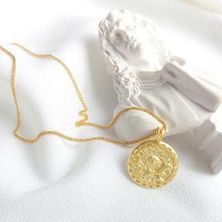925 Sterling Silver Embossed Pendant Necklace As Shown In Figure - One Size