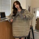 Set: Striped Oversized Sweatshirt + Cape