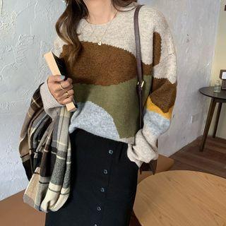 Printed Sweater Camel - One Size