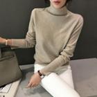 Turtleneck Cashmere Blend Sweater Beige - One Size
