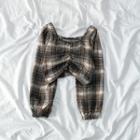 Square Neck Plaid Cropped Top As Shown In Figure - One Size