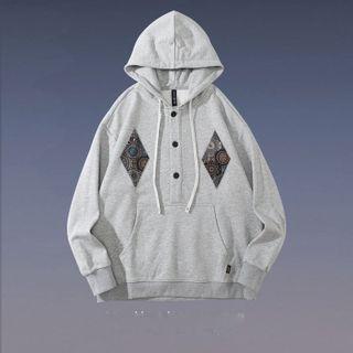 Graphic Print Henley Hoodie