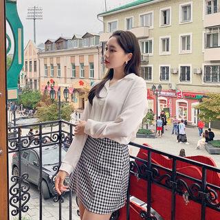 Notch-collar Plain Cotton Shirt