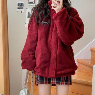 Lettering Zipped Jacket Red - One Size