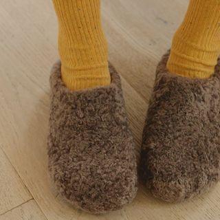 Round-toe Faux-fur Mules
