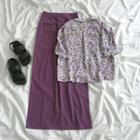Short-sleeve Floral Printed Shirt / High-waist Wide-leg Dress Pants
