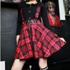 Plaid Suspender A-line Skirt As Shown In Figure - One Size